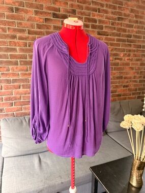 Diane Von Furstenberg Purple Semi Sheer Pop Over Top 2